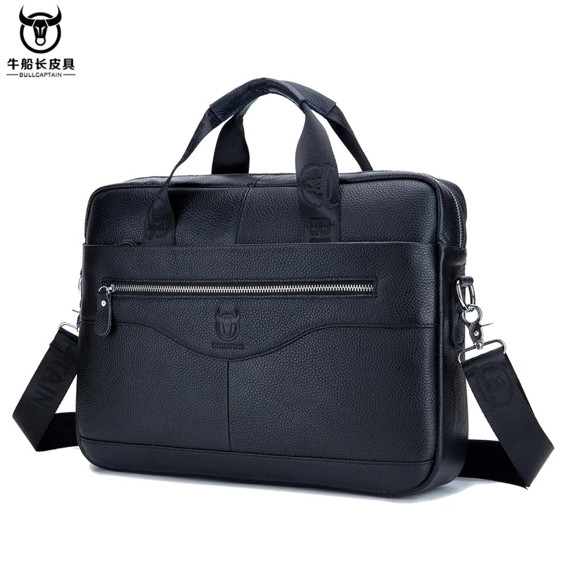 Sac ordinateur homme en cuir à bandoulière réglable