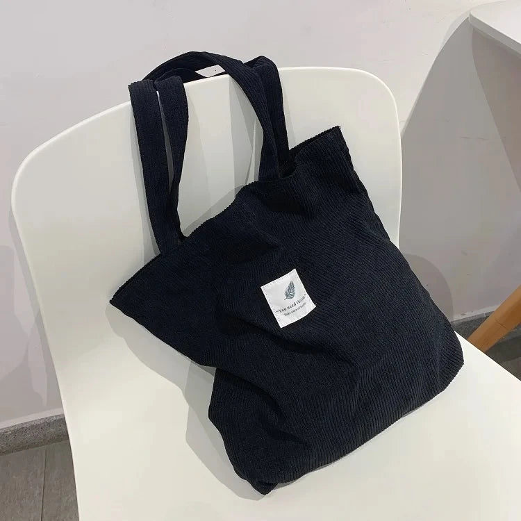 Sac cabas en velours côtelé