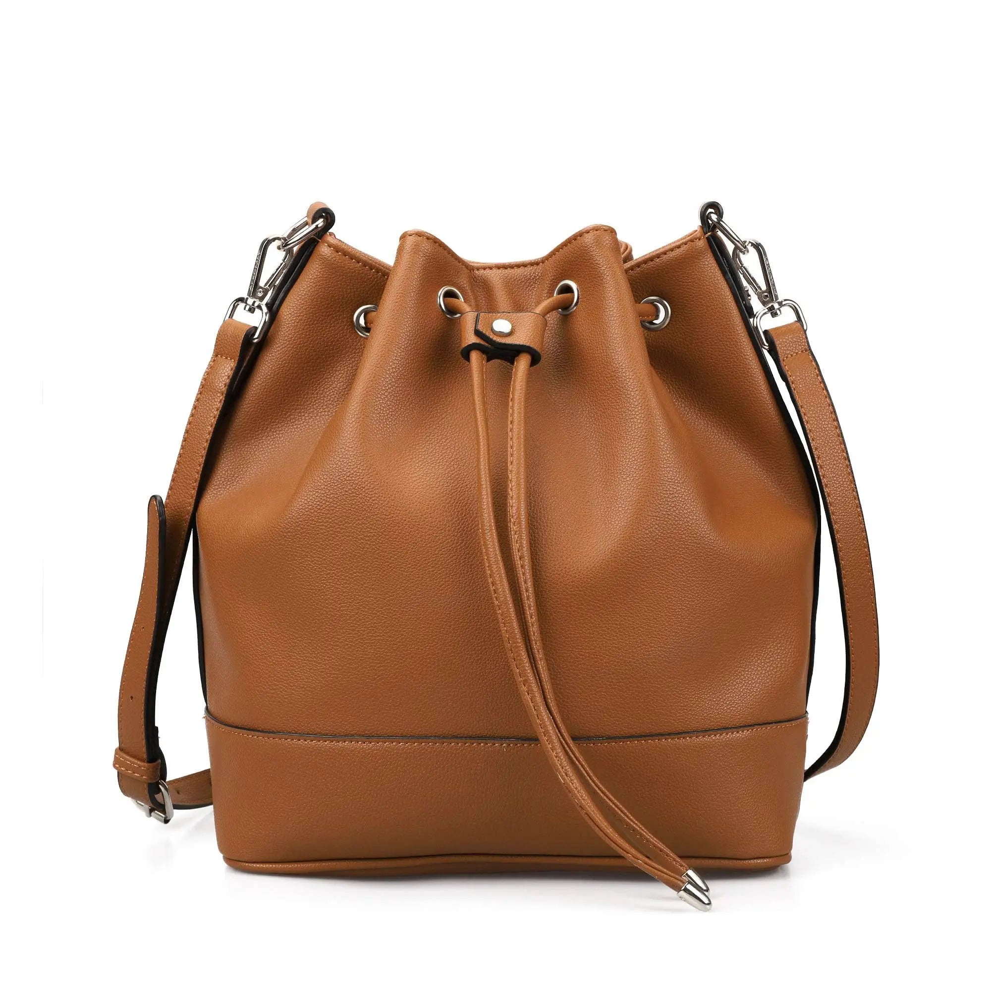 Sac seau femme en cuir plissé