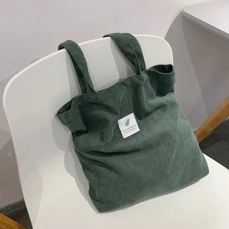 Sac cabas en velours côtelé