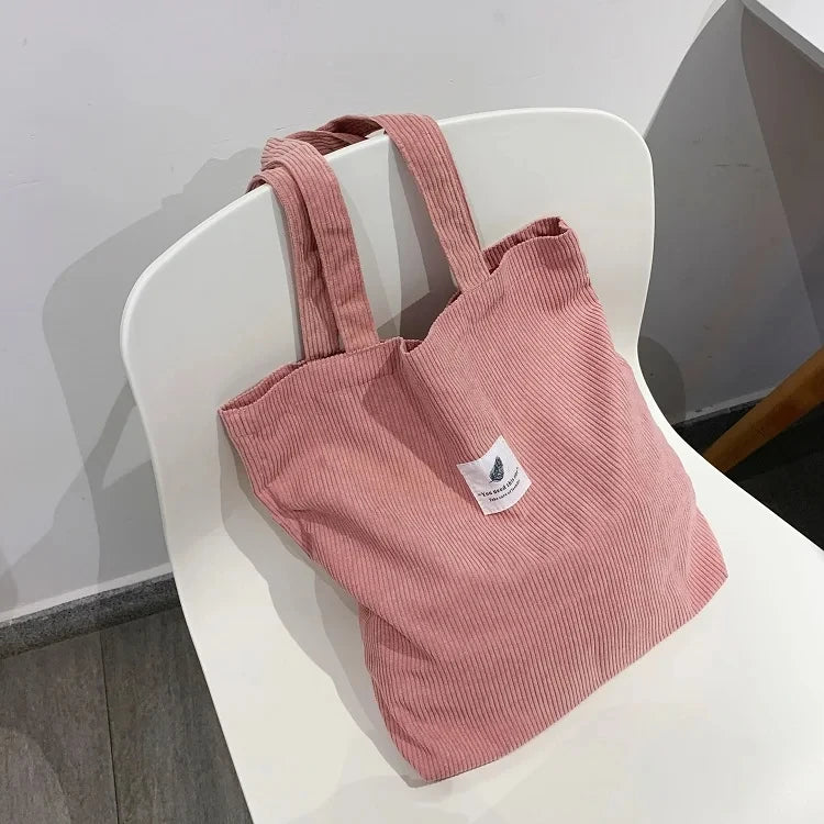 Sac cabas en velours côtelé