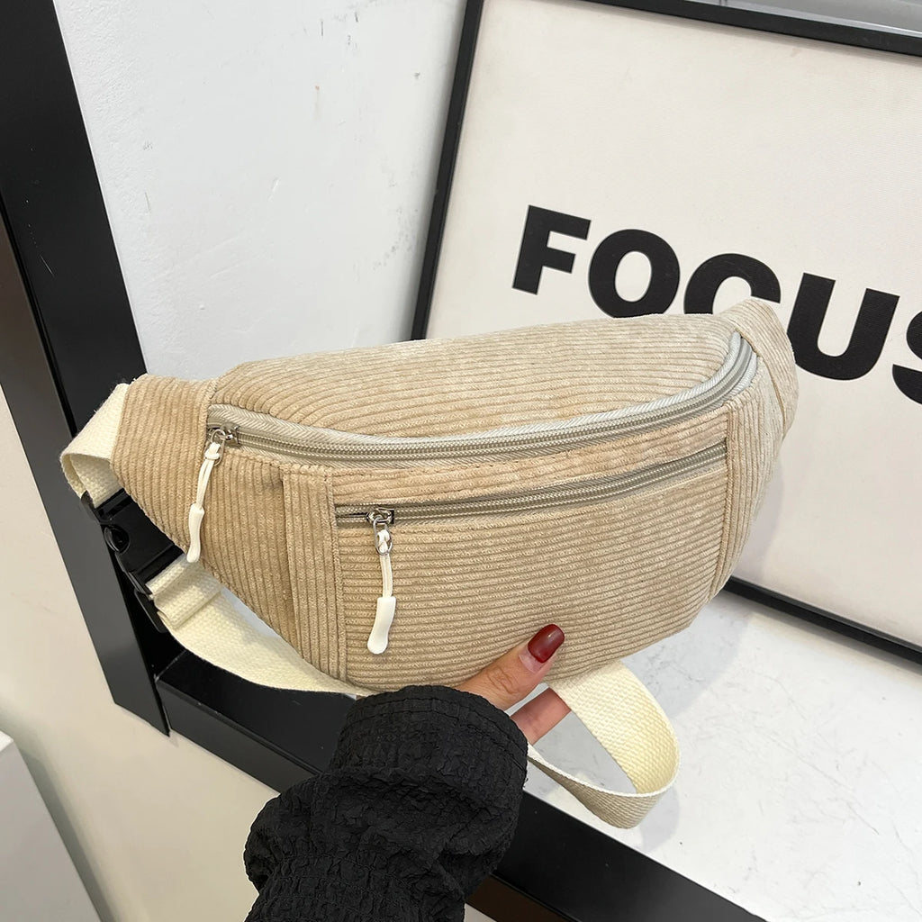 Sac banane femme en velours côtelé