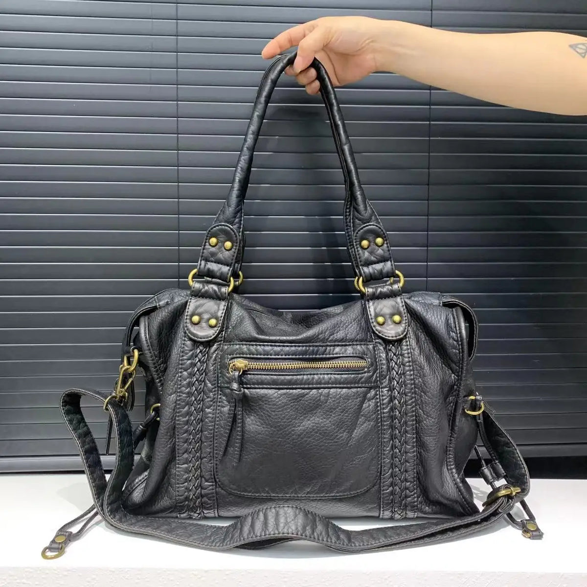 Sac bandoulière femme en cuir lavé