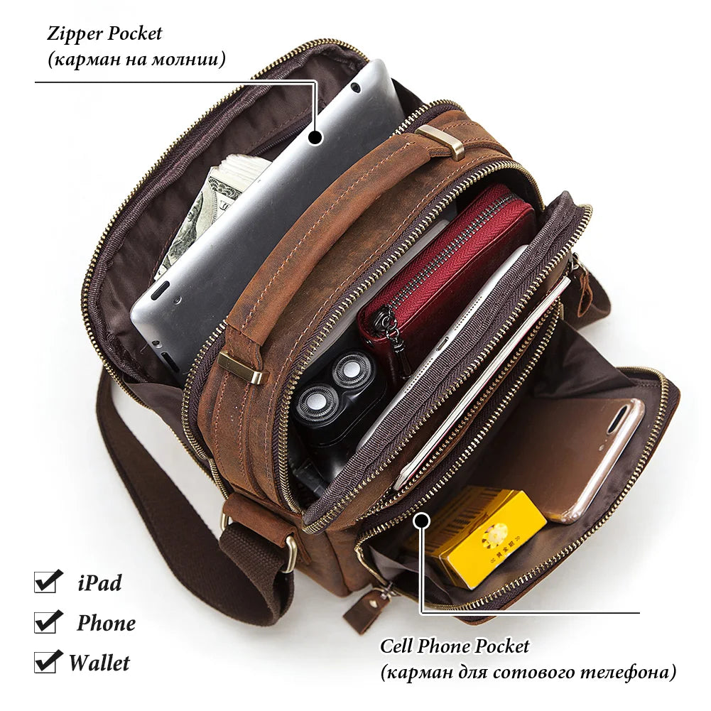 Sac bandoulière homme en cuir véritable