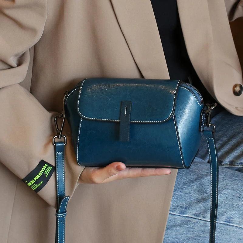 Sac à main rond femme en cuir véritable