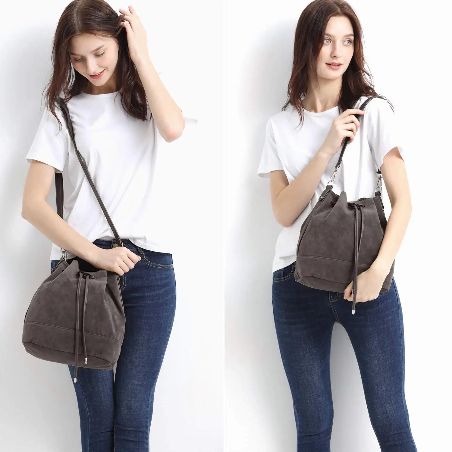 Sac seau femme en cuir