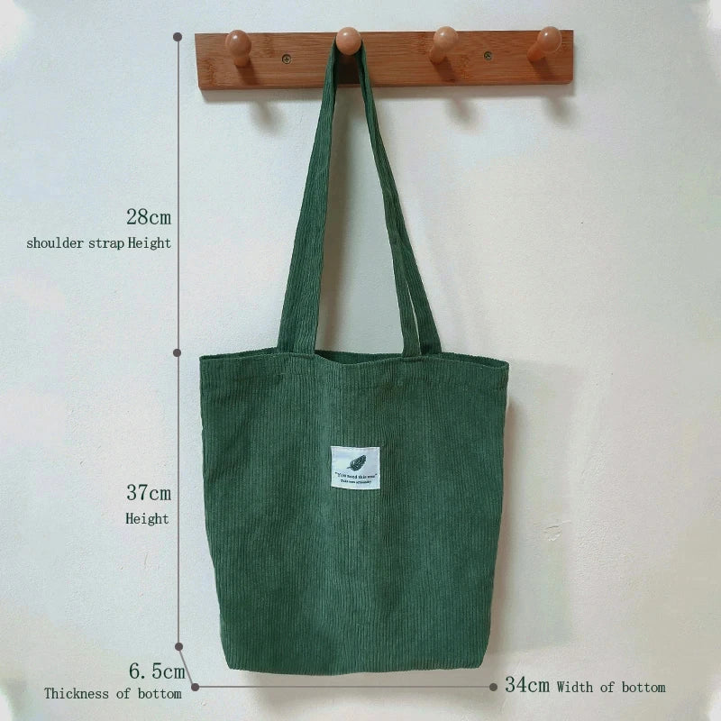 Sac cabas en velours côtelé