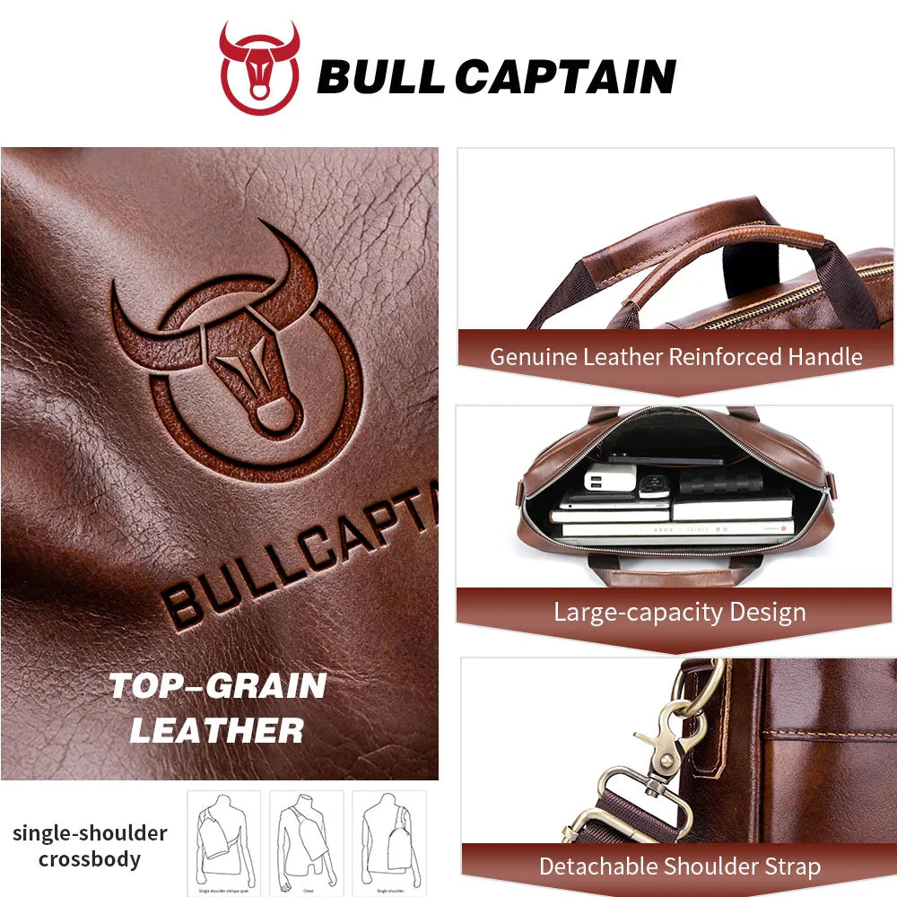 Sac ordinateur homme en cuir à bandoulière réglable