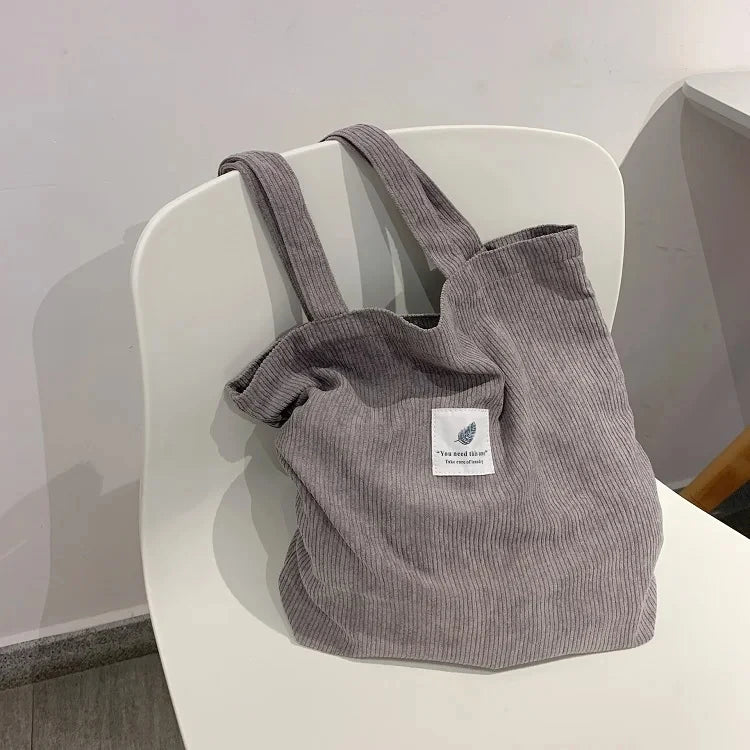 Sac cabas en velours côtelé