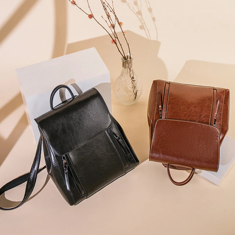 Sac à dos femme en cuir véritable