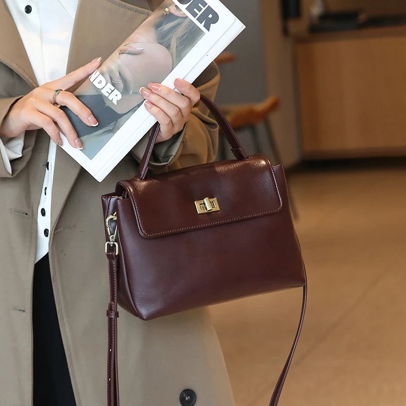 Sac à main femme compact en cuir ciré
