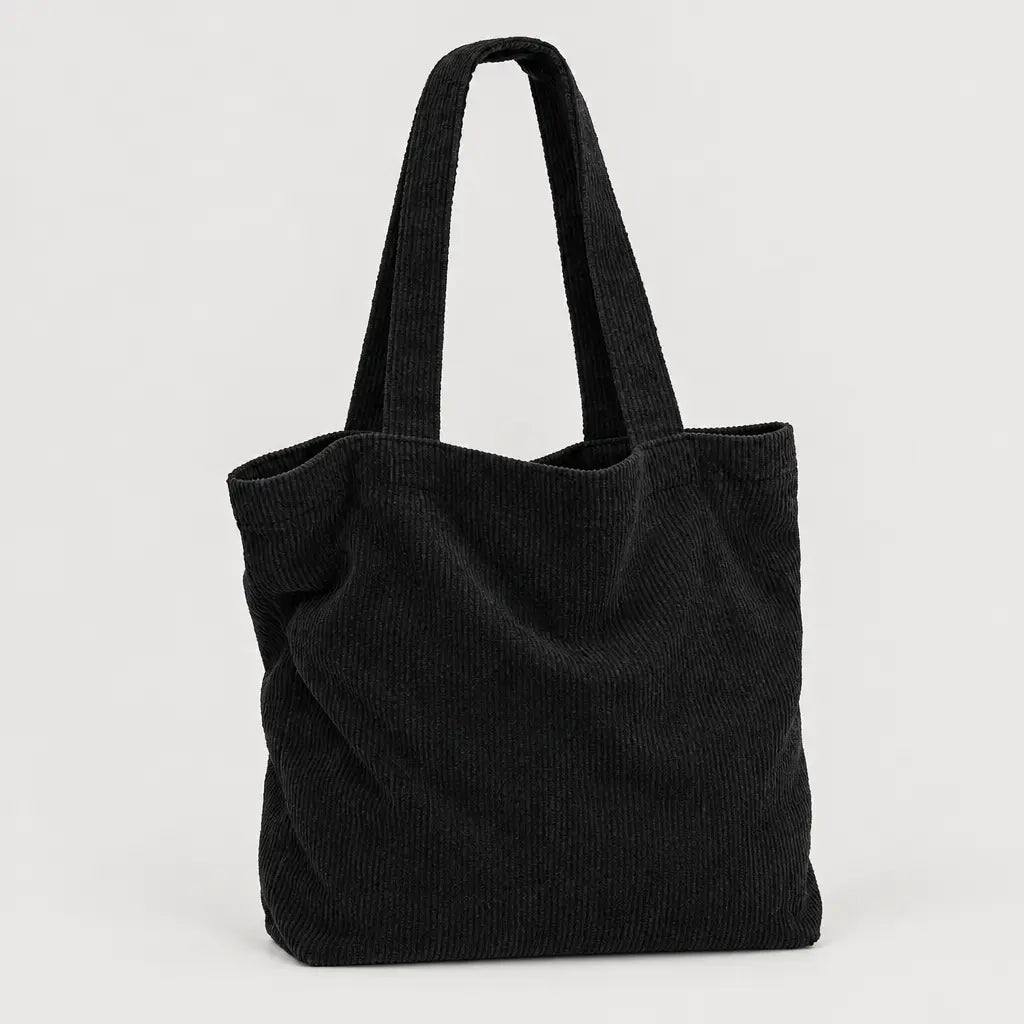 Sac cabas en velours côtelé - noir - 1 produit