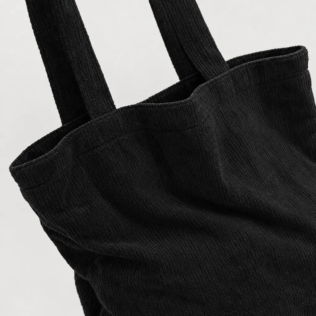 Sac cabas en velours côtelé - noir - 4 macro