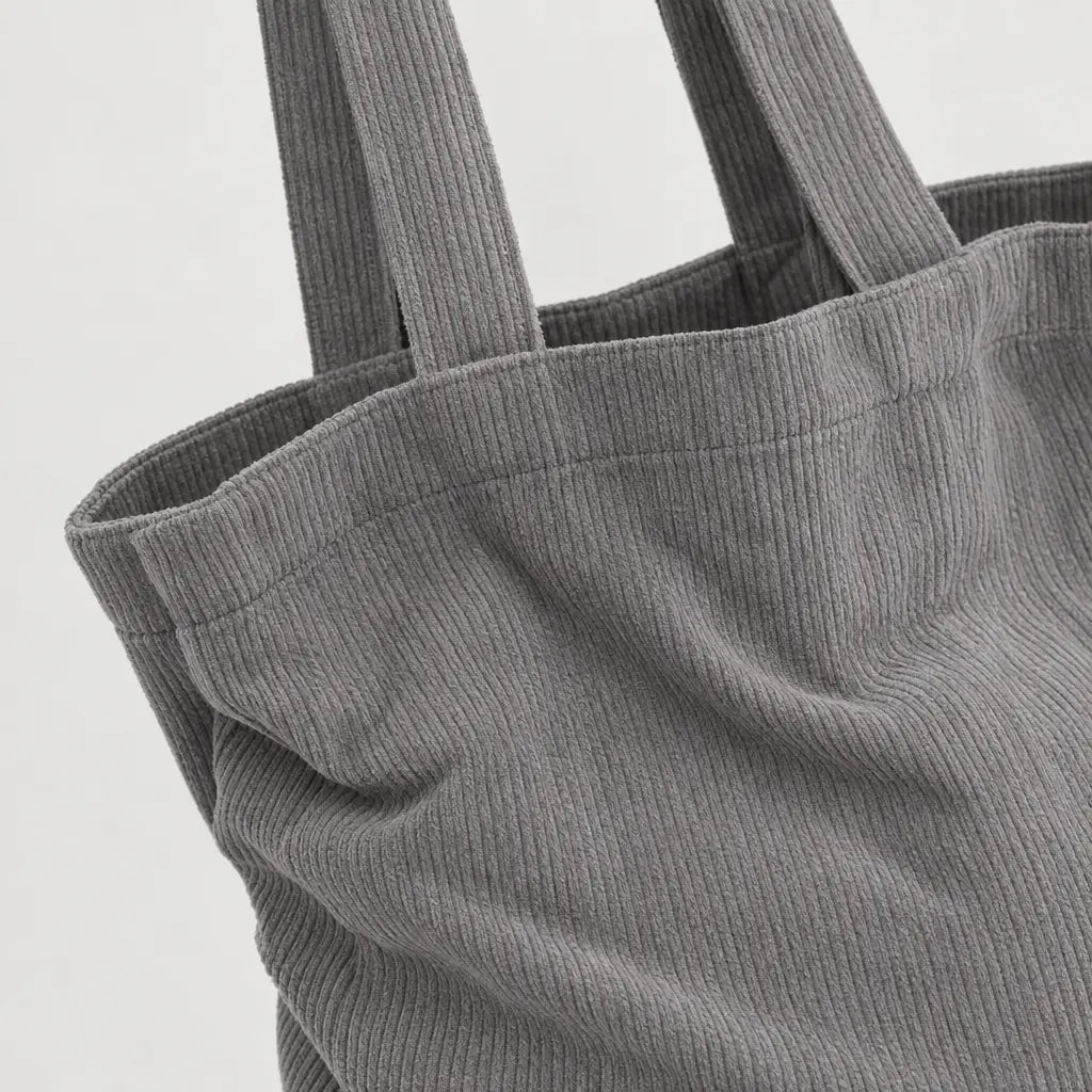 Sac cabas en velours côtelé - gris - 4 macro