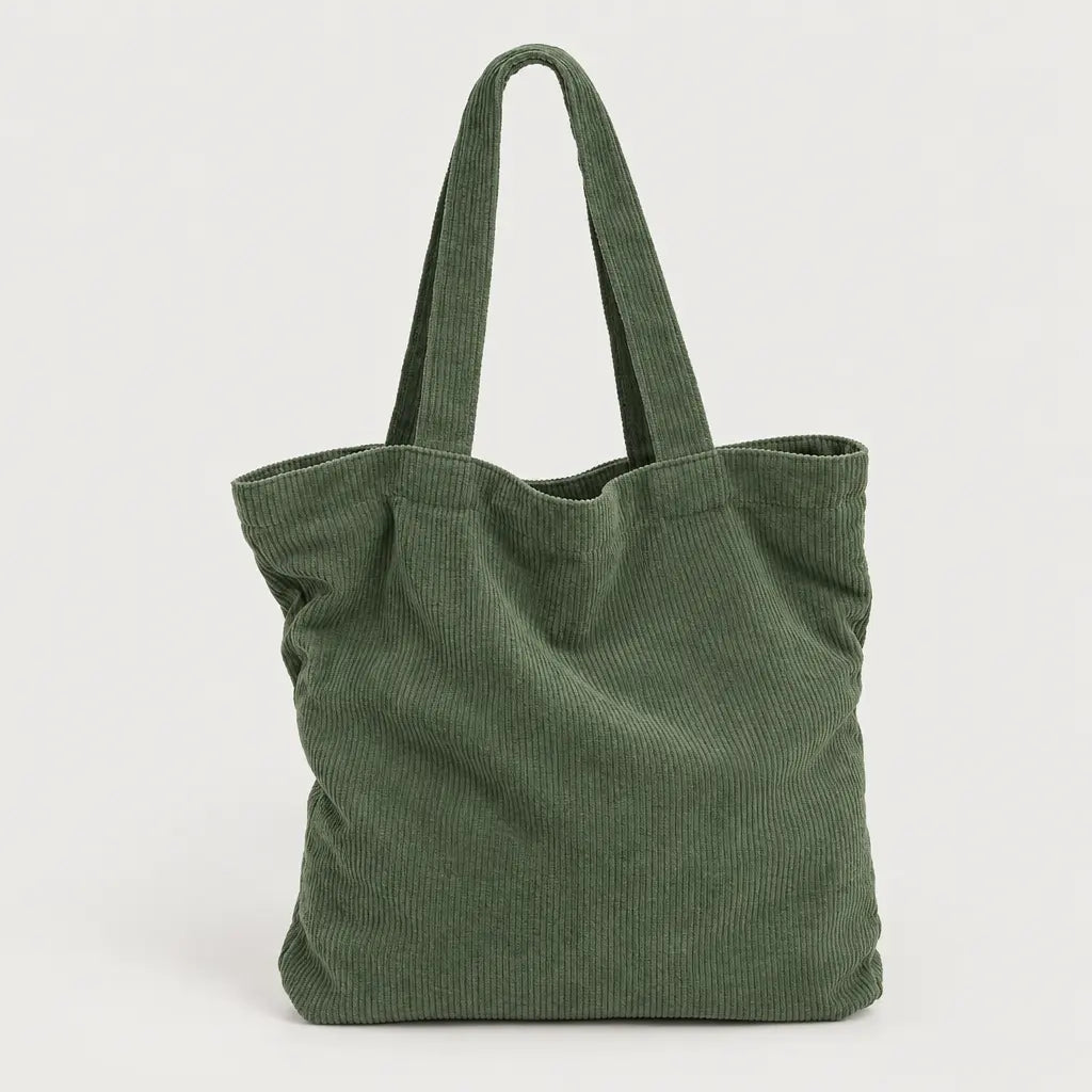 Sac cabas en velours côtelé - vert - 1 produit
