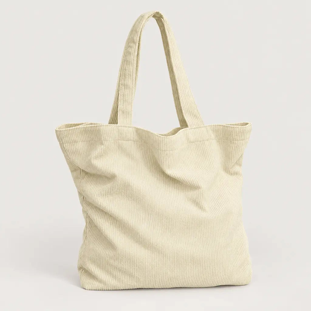 Sac cabas en velours côtelé - ivoire - 1 produit