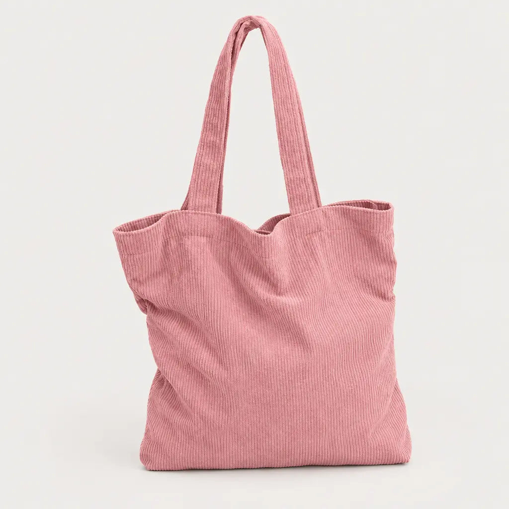 Sac cabas en velours côtelé - rose - 1 produit