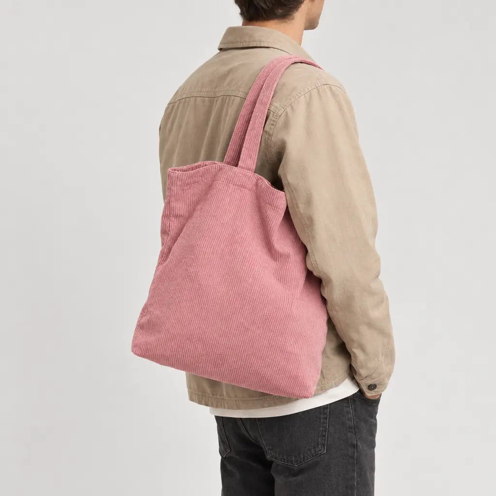 Sac cabas en velours côtelé - rose - 2 porte-arriere