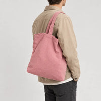 Sac cabas en velours côtelé - rose - 2 porte-arriere