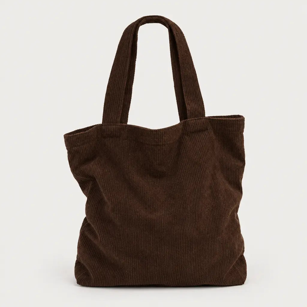 Sac cabas en velours côtelé - chocolat - 1 produit