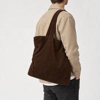 Sac cabas en velours côtelé - chocolat - 2 porte-arriere