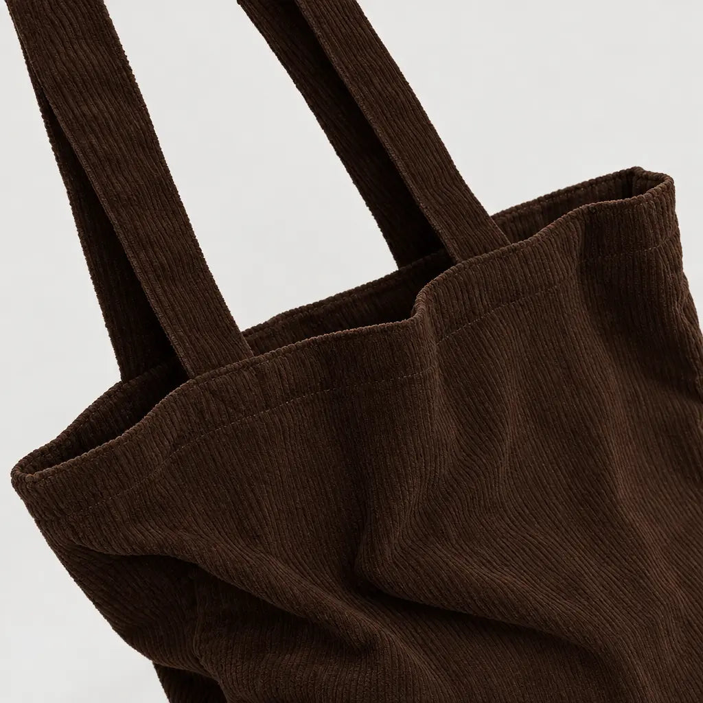 Sac cabas en velours côtelé - chocolat - 4 macro