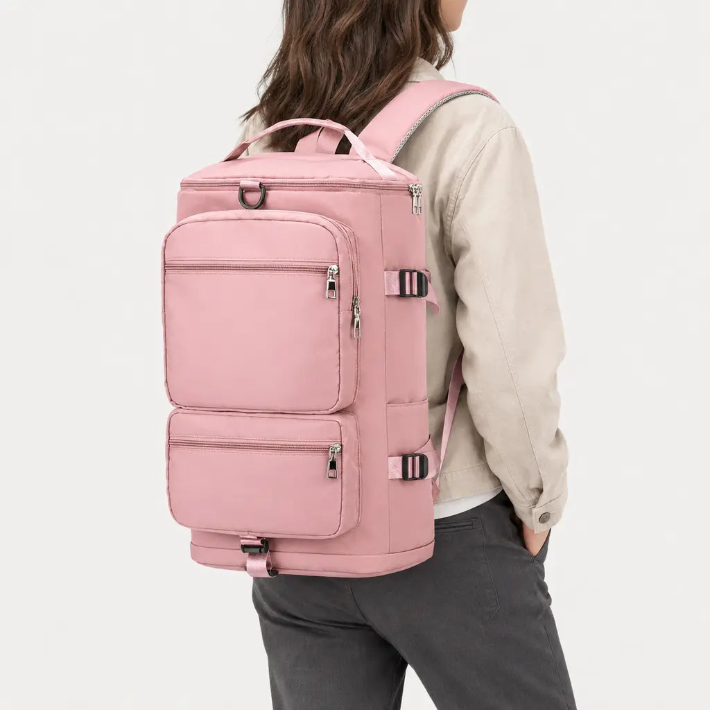 Sac à dos de voyage à sangle valise - rose - 2 porte-arriere