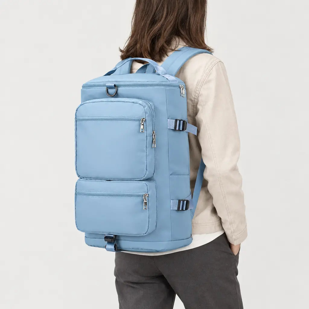 Sac à dos de voyage à sangle valise - bleu ciel - 2 porte-arriere
