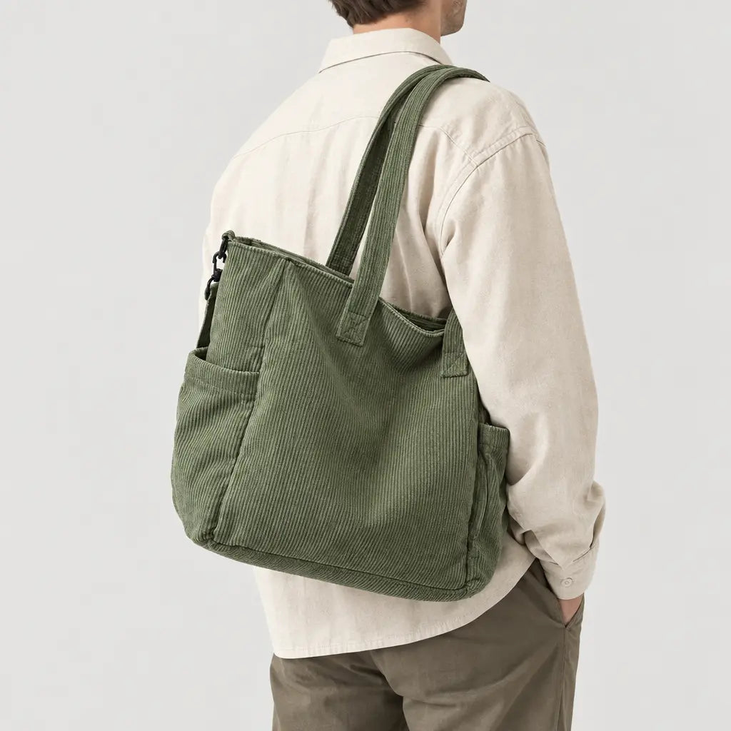 Sac cabas à bandoulière réglable - vert - 2 porte-arriere