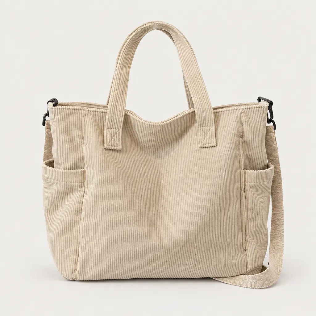 Sac cabas à bandoulière réglable - beige - 1 produit