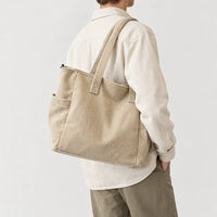 Sac cabas à bandoulière réglable - beige - 2 porte-arriere