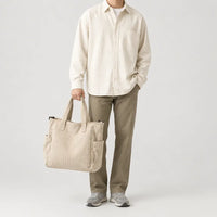 Sac cabas à bandoulière réglable - beige - 3 porte-face