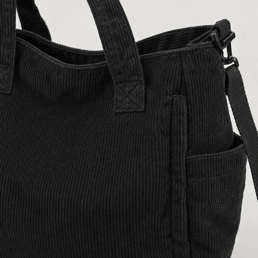 Sac cabas à bandoulière réglable - noir - 4 macro