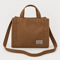 Sac bandoulière carré en velours côtelé - marron - 1 produit