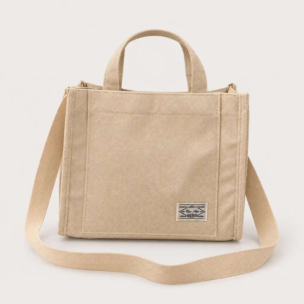 Sac bandoulière carré en velours côtelé - beige - 1 produit