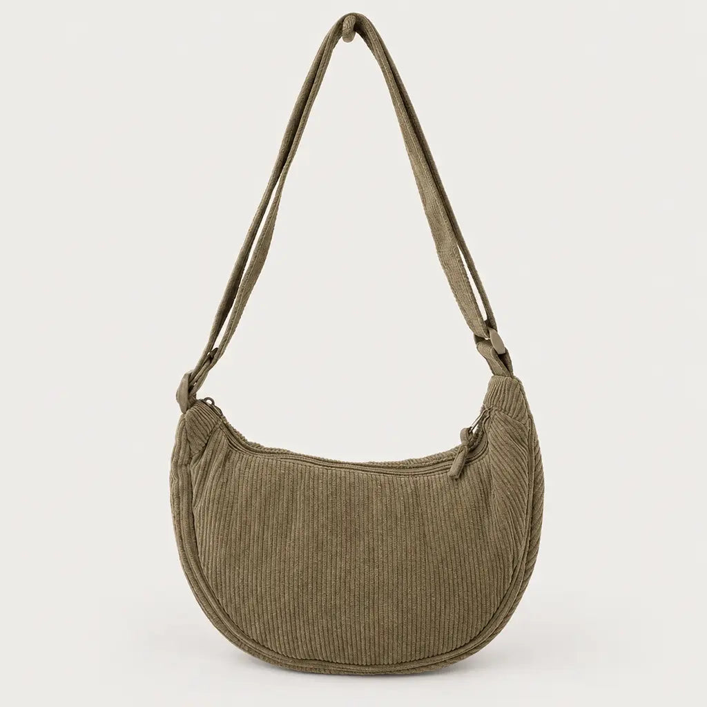 Sac hobo en velours côtelé - kaki - 1 produit