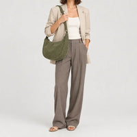 Sac hobo en velours côtelé - kaki - 3 porte-face