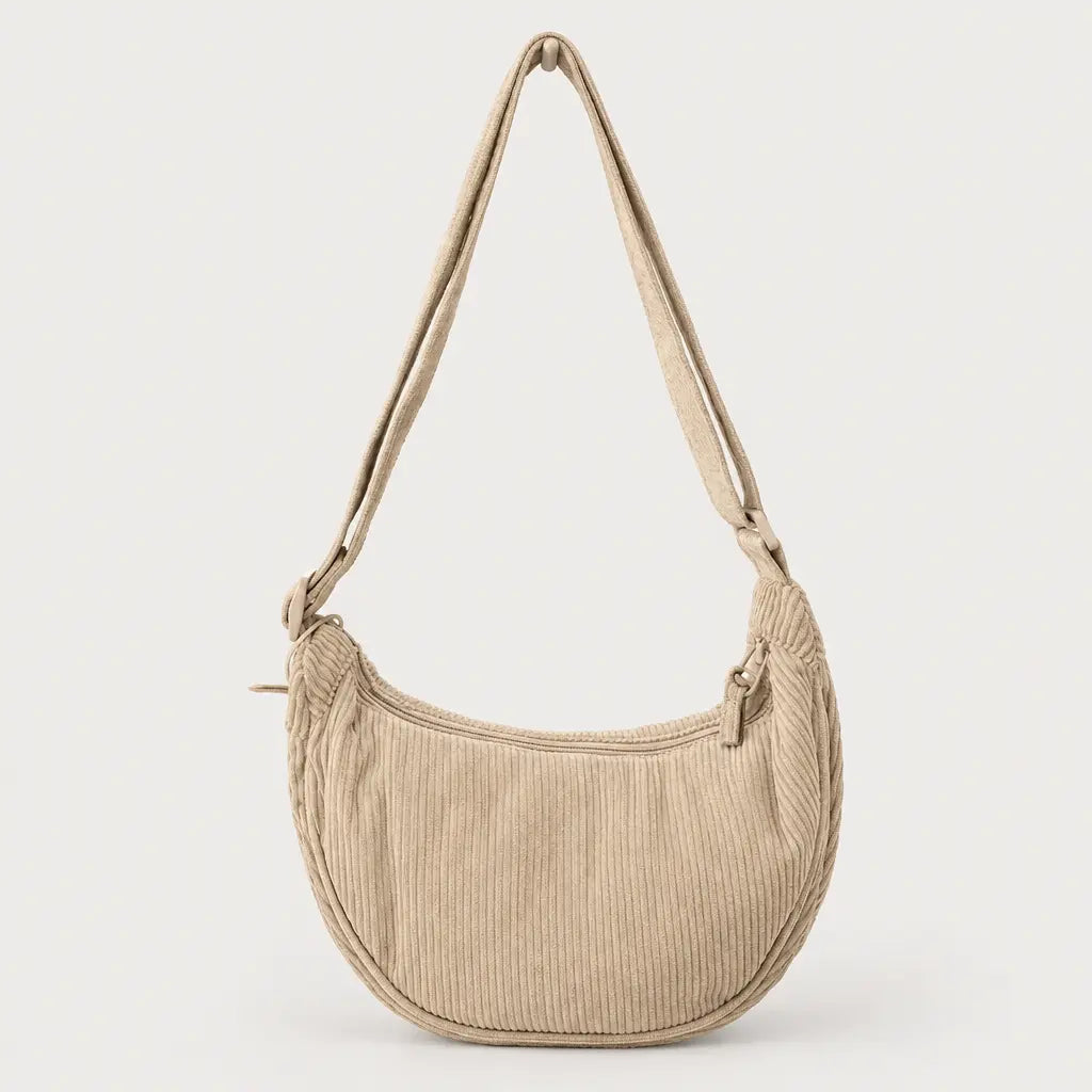 Sac hobo en velours côtelé - beige - 1 produit