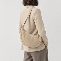 Sac hobo en velours côtelé - beige - 2 porte-arriere