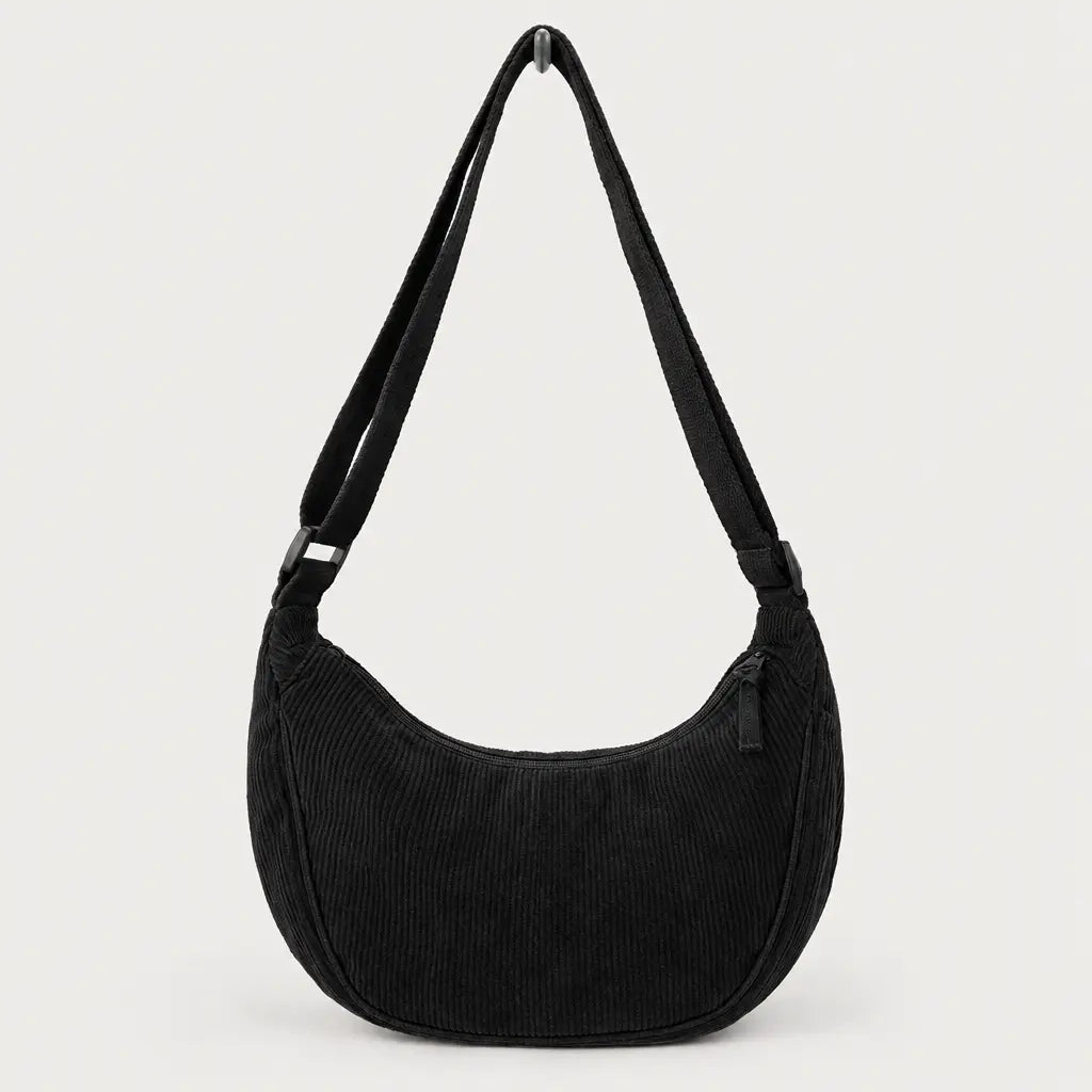 Sac hobo en velours côtelé - noir - 1 produit