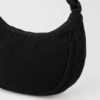 Sac hobo en velours côtelé - noir - 4 macro