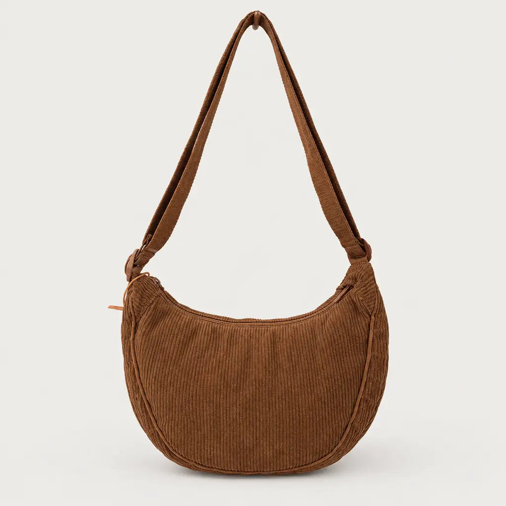 Sac hobo en velours côtelé - marron - 1 produit