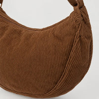 Sac hobo en velours côtelé - marron - 4 macro