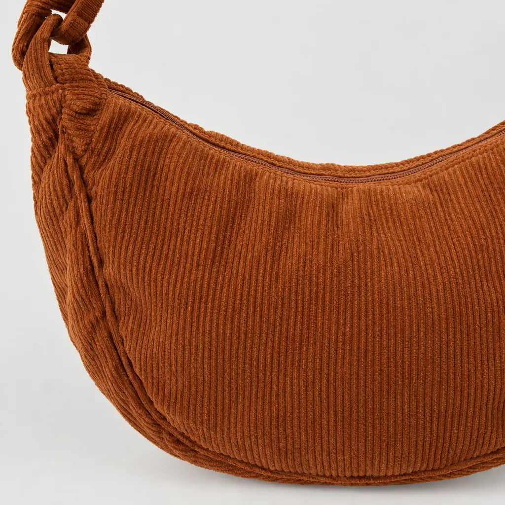 Sac hobo en velours côtelé - orange fonce - 4 macro