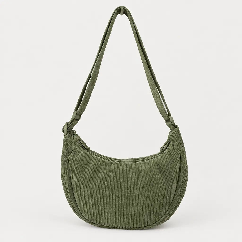 Sac hobo en velours côtelé - vert - 1 produit