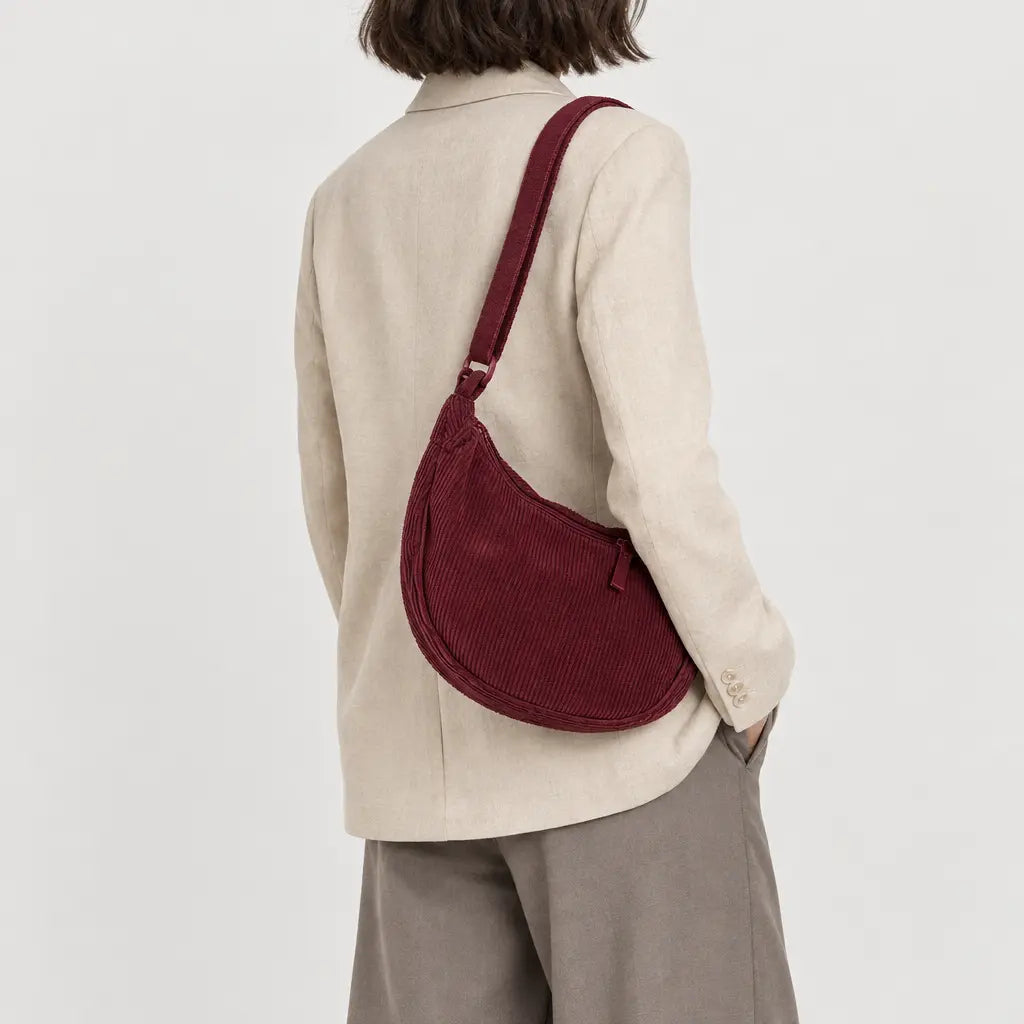Sac hobo en velours côtelé - rouge bordeaux - 2 porte-arriere