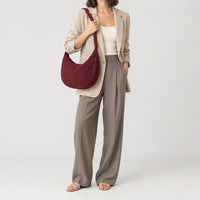 Sac hobo en velours côtelé - rouge bordeaux - 3 porte-face