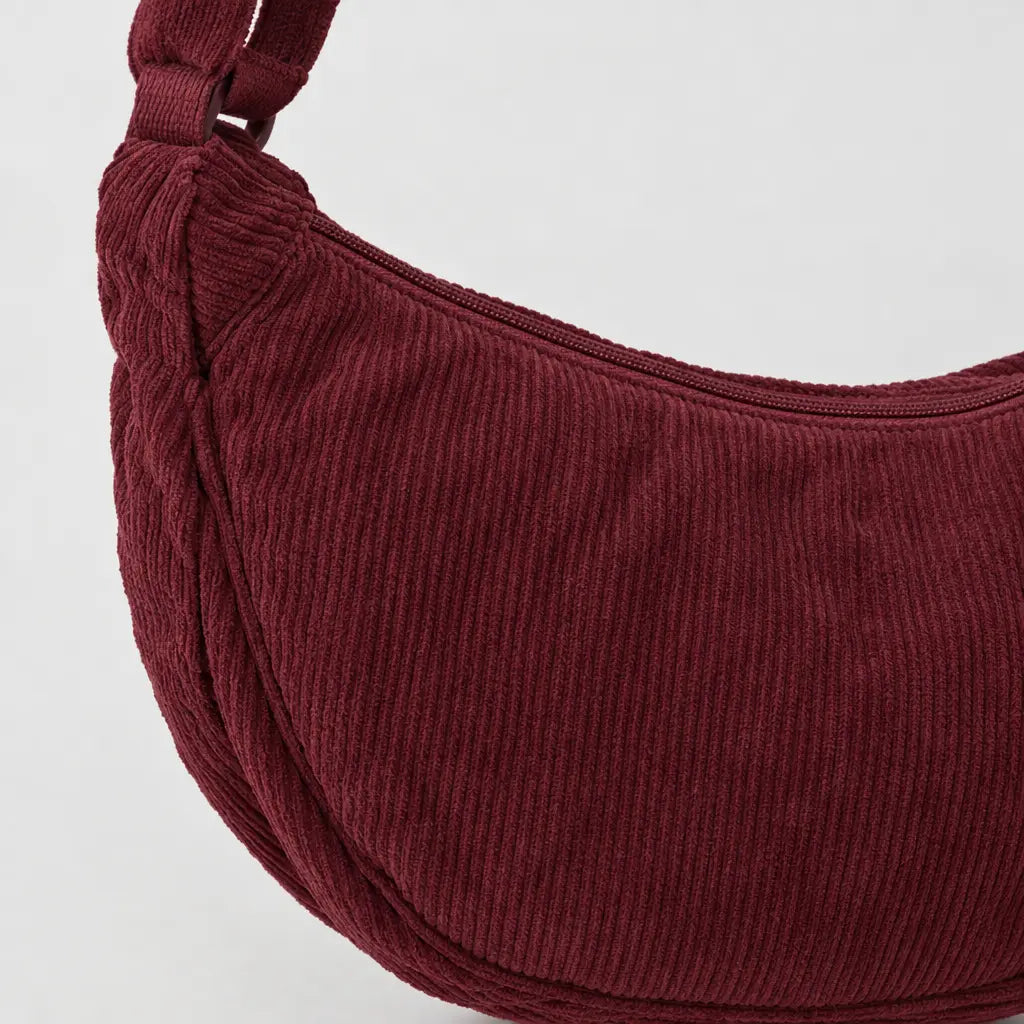 Sac hobo en velours côtelé - rouge bordeaux - 4 macro