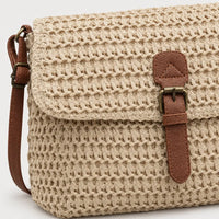 Sac bandoulière en paille - beige - 4 macro