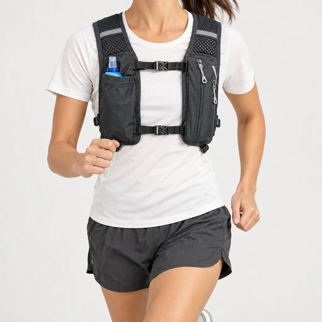 Gilet d’hydratation trail - gris bleu fonce - 3 porte-face